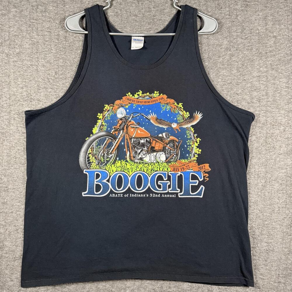 Black Boogie 2012 Biker Fest Motorcycle Tank Graphic Tee Mens 2XL XXL Indiana